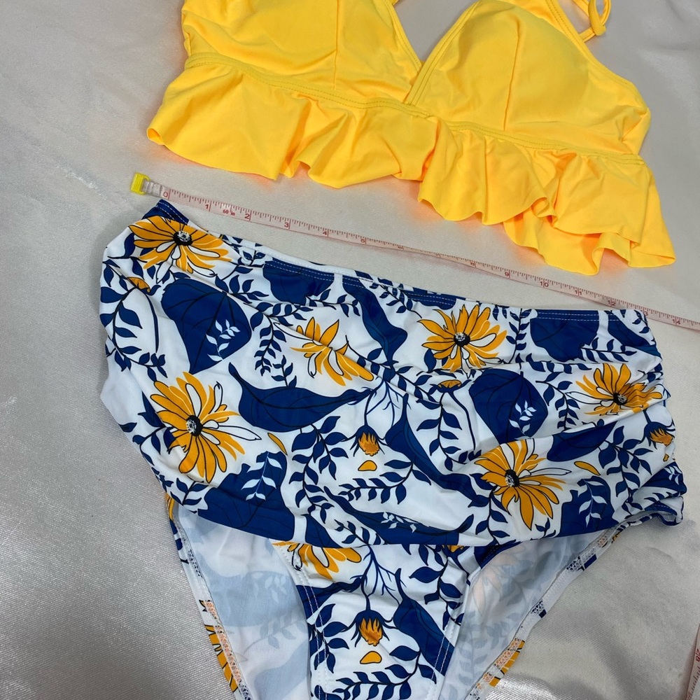 NEW 2pcs swim bikini ruffles womens XL - Picture 3 of 7